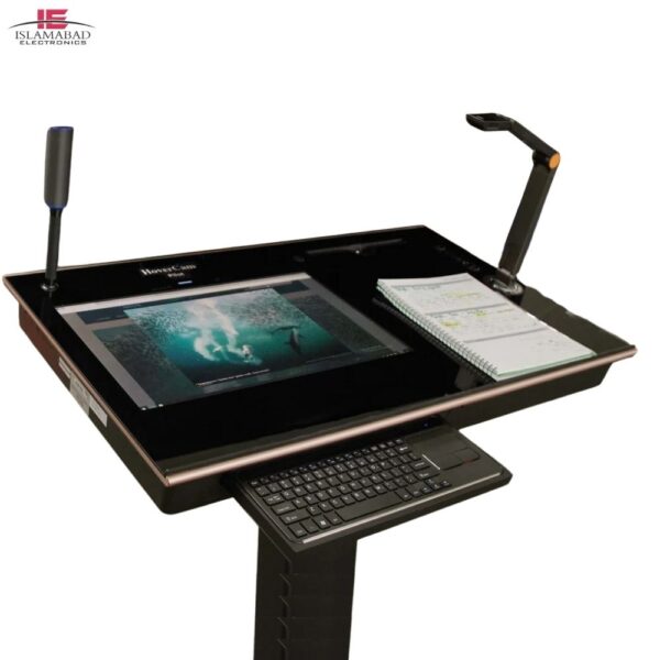 HoverCam Pilot Interactive Podium with 21-inch touch display, 4K document camera, and wireless teaching features in Pakistan