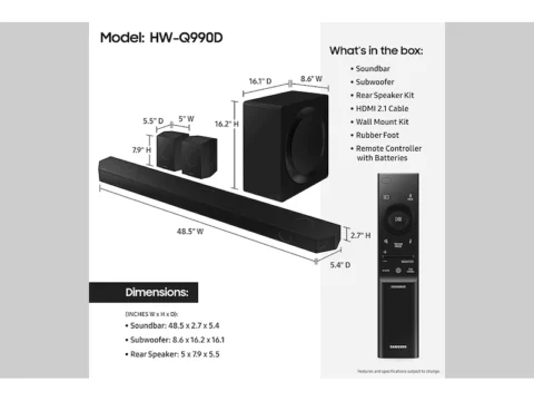 Samsung Q990D Soundbar in Pakistan with Dolby Atmos, 11.1.4 Channel Audio and Wireless Rear Speakers