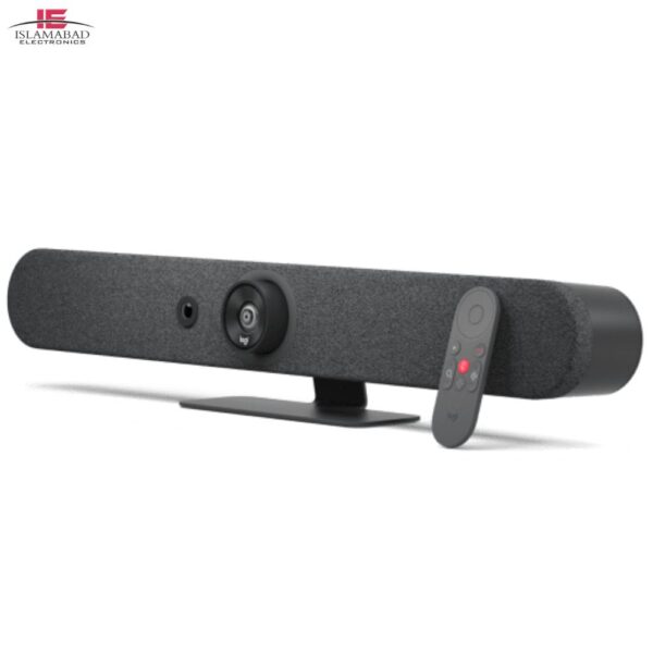 Logitech Rally Bar Mini 4K video conferencing system with AI conference camera, beamforming microphones, premium speakers, Zoom Rooms, Microsoft Teams compatibility, and professional meeting room solution in Pakistan