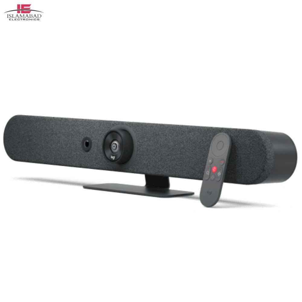 Logitech Rally Bar Mini 4K video conferencing system with AI conference camera, beamforming microphones, premium speakers, Zoom Rooms, Microsoft Teams compatibility, and professional meeting room solution in Pakistan